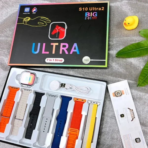 S10 Ultra 2 Smart Watch – 7 Stylish Straps | Titanium Body | Magnetic Charger | Waterproof Smartwatch for Kids, Men & Women
