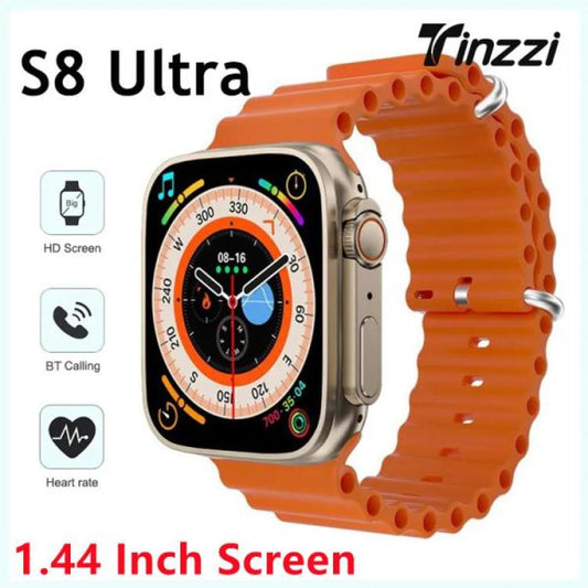 S8 Ultra Smart Watch – 2.2” Infinite Display, Wireless Charging, Heart Rate & Temperature Monitor | Unisex Apple-Inspired Smartwatch (Multi Strap)