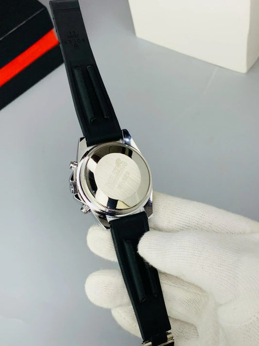 Rolex Oyster Perpetual Men’s Luxury Watch – Stainless Steel Dial with Premium Rubber Strap | Classic Formal Watch | Without Box