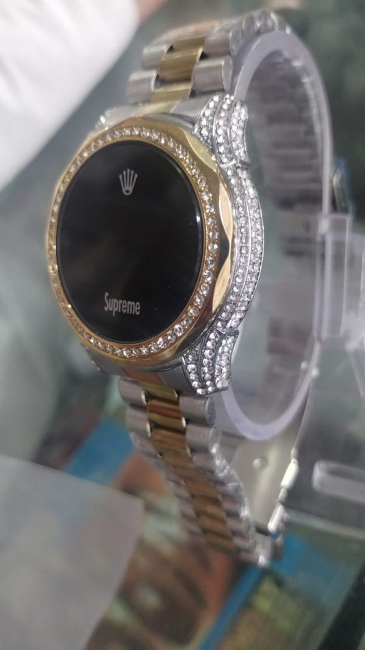 Women’s Full Diamond Touch Screen LED Digital Watch | Luxury Stainless Steel Waterproof Ladies Watch | Fashion Smart Wristwatch (With Box)