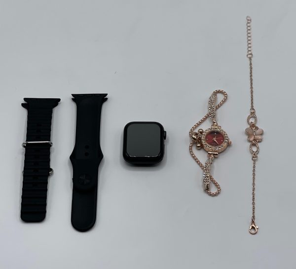 GM68 Ultra Mini Smartwatch + Quartz Bracelet Combo | Stylish Smartwatch Set for Women | Wireless Charging | Fashionable Dual Watch Gift Set