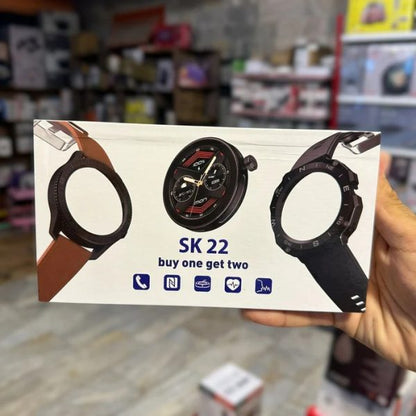 SK 22 Smartwatch with 2 Cases & 2 Straps – AMOLED Display, Bluetooth Calling, Multi-Function Digital Watch for Men & Boys | Compatible with Android.