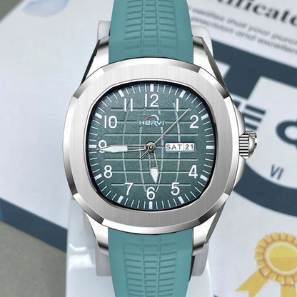 Heryi Men’s Watch With Silicone Strap Day And Date Function Analog Display –  Durable & Lightweight Casual Wristwatch | Men’s Watch – Wrist Watch For Men – Stainless Steel Dial Rubber Strap 