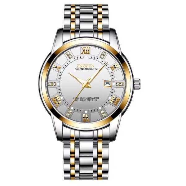 Original Fngeen Men’s Calendar Watch | Waterproof Stainless Steel Quartz Business Watch | Analog Wristwatch with Box