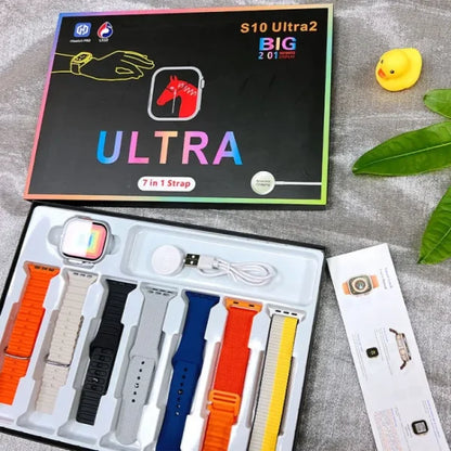 S10 Ultra 2 Smart Watch – 7 Stylish Straps | Titanium Body | Magnetic Charger | Waterproof Smartwatch for Kids, Men & Women