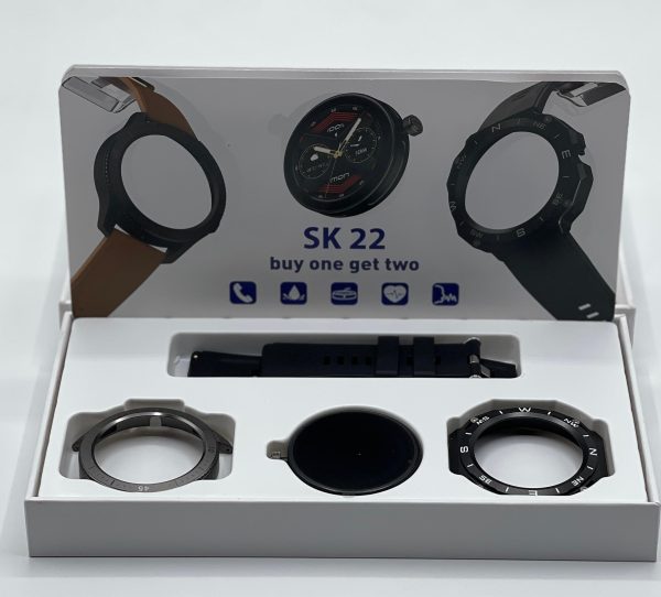 SK 22 Smartwatch with 2 Cases & 2 Straps – AMOLED Display, Bluetooth Calling, Multi-Function Digital Watch for Men & Boys | Compatible with Android.
