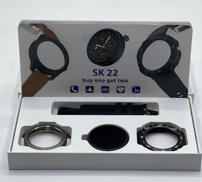 SK 22 Smartwatch with 2 Cases & 2 Straps – AMOLED Display, Bluetooth Calling, Multi-Function Digital Watch for Men & Boys | Compatible with Android.