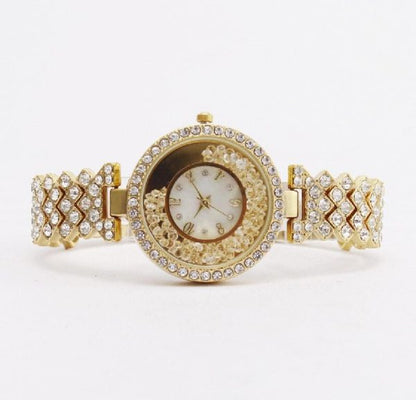 Women’s Fashion Diamond Quartz Watch – Luxury Golden Ladies Watch for Casual & Party Wear (No Box)