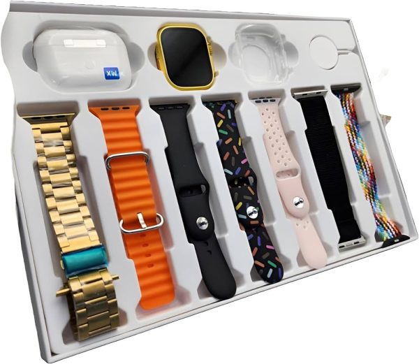 I20 Ultra Max Suit Smartwatch 10-in-1 Combo – 2.3" Big Display, 7 Colorful Straps & AirPods 2 | Smart Watch for Men, Women & Kids | Bluetooth Calling, Fitness & Health Tracker