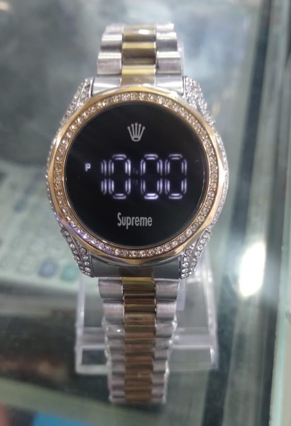 Women’s Full Diamond Touch Screen LED Digital Watch | Luxury Stainless Steel Waterproof Ladies Watch | Fashion Smart Wristwatch (With Box)