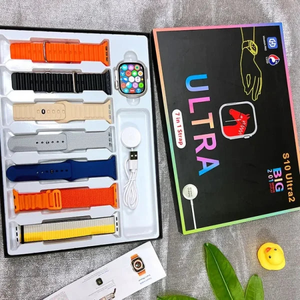 S10 Ultra 2 Smart Watch – 7 Stylish Straps | Titanium Body | Magnetic Charger | Waterproof Smartwatch for Kids, Men & Women