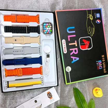 S10 Ultra 2 Smart Watch – 7 Stylish Straps | Titanium Body | Magnetic Charger | Waterproof Smartwatch for Kids, Men & Women