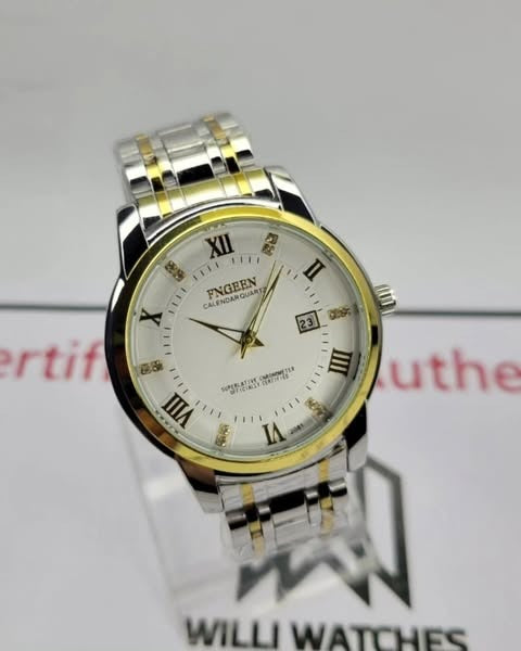 Original Fngeen Men’s Calendar Watch | Waterproof Stainless Steel Quartz Business Watch | Analog Wristwatch with Box