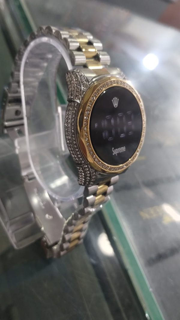 Women’s Full Diamond Touch Screen LED Digital Watch | Luxury Stainless Steel Waterproof Ladies Watch | Fashion Smart Wristwatch (With Box)