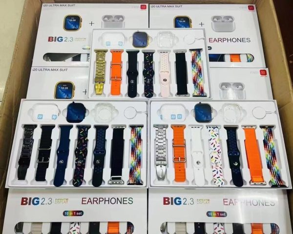 I20 Ultra Max Suit Smartwatch 10-in-1 Combo – 2.3" Big Display, 7 Colorful Straps & AirPods 2 | Smart Watch for Men, Women & Kids | Bluetooth Calling, Fitness & Health Tracker