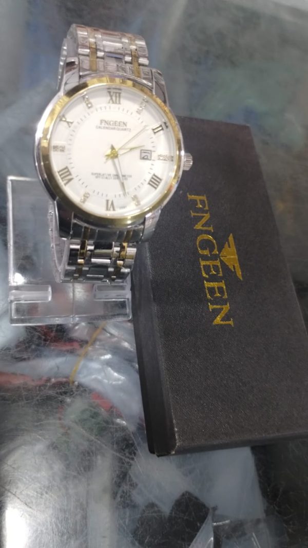 Original Fngeen Men’s Calendar Watch | Waterproof Stainless Steel Quartz Business Watch | Analog Wristwatch with Box