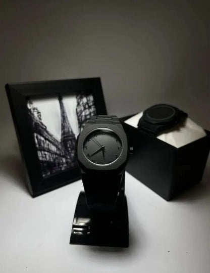 Full Black Aura Quartz Analog Watch for Men & Boys | Lightweight Fiber Body | Premium Design with Butterfly Lock | Stylish Men's Wristwatch (Random Box)
