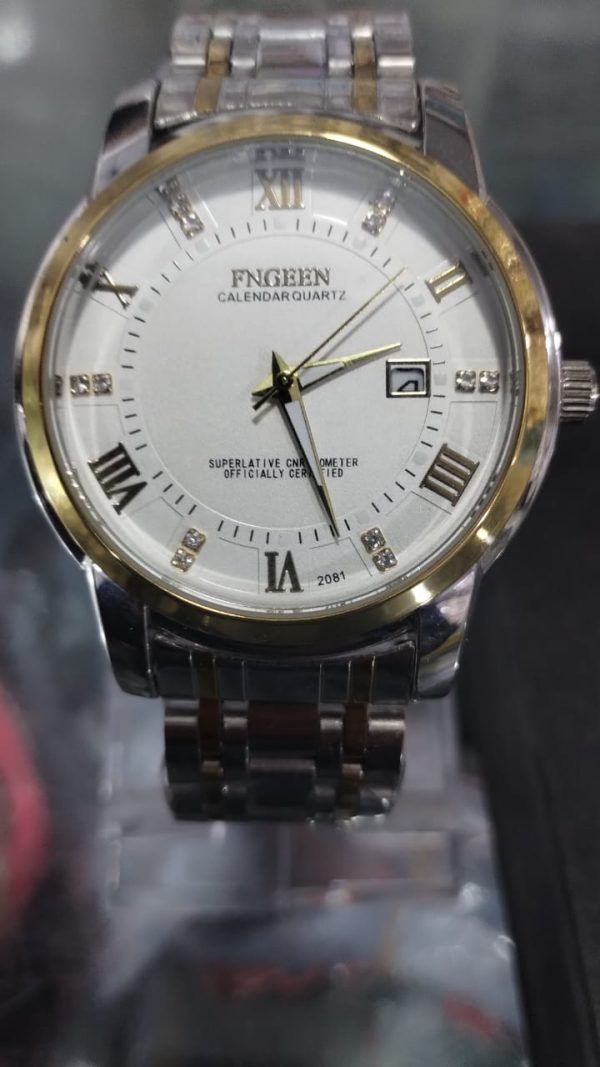 Original Fngeen Men’s Calendar Watch | Waterproof Stainless Steel Quartz Business Watch | Analog Wristwatch with Box