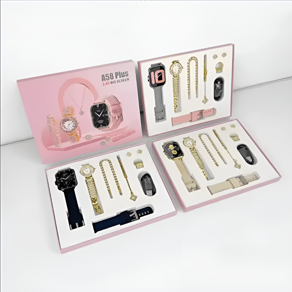 A58 Plus 6-in-1 Smartwatch for Women | Stylish Fitness Tracker with Health Monitoring | Waterproof | Perfect Gift for Girls – Random Color