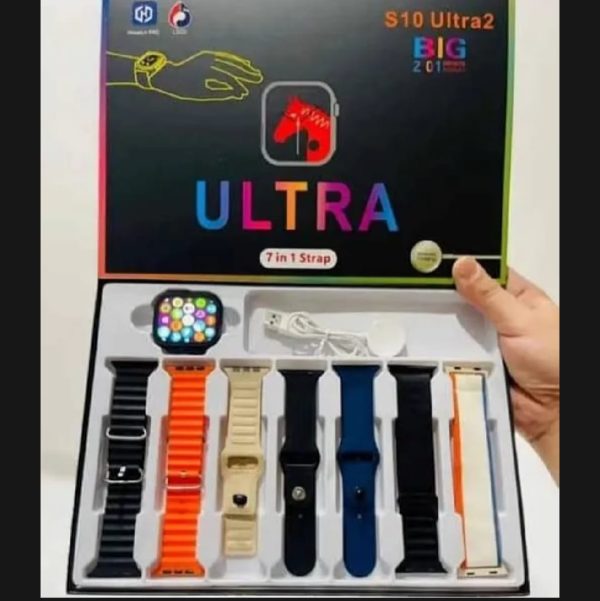 S10 Ultra 2 Smart Watch – 7 Stylish Straps | Titanium Body | Magnetic Charger | Waterproof Smartwatch for Kids, Men & Women