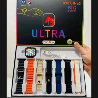 S10 Ultra 2 Smart Watch – 7 Stylish Straps | Titanium Body | Magnetic Charger | Waterproof Smartwatch for Kids, Men & Women