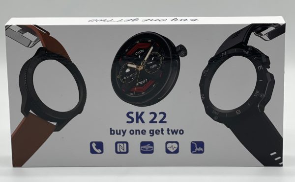SK 22 Smartwatch with 2 Cases & 2 Straps – AMOLED Display, Bluetooth Calling, Multi-Function Digital Watch for Men & Boys | Compatible with Android.