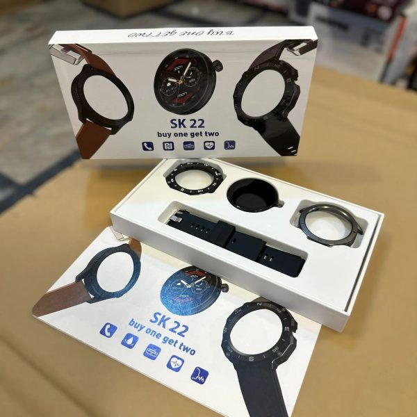 SK 22 Smartwatch with 2 Cases & 2 Straps – AMOLED Display, Bluetooth Calling, Multi-Function Digital Watch for Men & Boys | Compatible with Android.