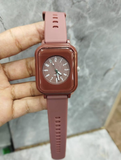 Curren Square Dial Ladies Watch with Rubber Strap – Stylish Quartz Watch for Women – Multiple Colors (No Box)