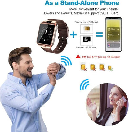 DZ09 Bluetooth Smartwatch – Touchscreen Fitness Tracker with SIM & SD Card Slot, Camera & Call Function | Men & Women | Sports Smart Watch (Black)