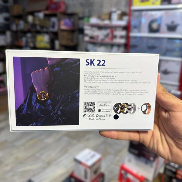 SK 22 Smartwatch with 2 Cases & 2 Straps – AMOLED Display, Bluetooth Calling, Multi-Function Digital Watch for Men & Boys | Compatible with Android.