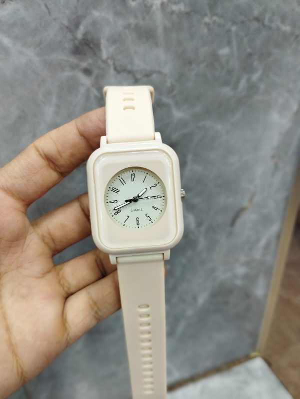Curren Square Dial Ladies Watch with Rubber Strap – Stylish Quartz Watch for Women – Multiple Colors (No Box)